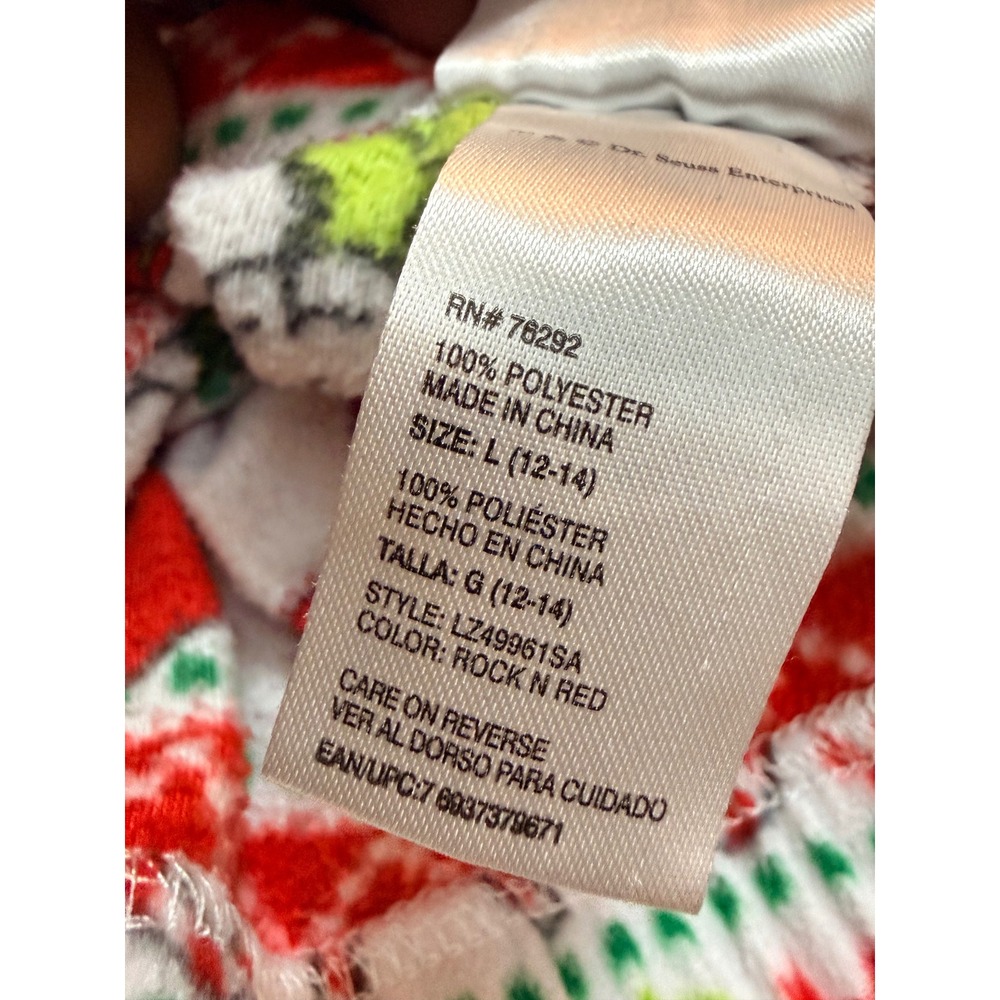 Grinch Women Pajama Pants Red White Holiday Fleece Joggers L - Picture 3 of 6